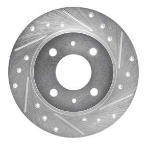 Nissan TSURU Brake Rotor (1) - Front Right - R1 Concepts - Drilled & Slotted - Silver - `86-`06